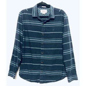 Penguin By Munsingwear Mens Medium Blue Vertical Stripe Long Sleeve Shirt